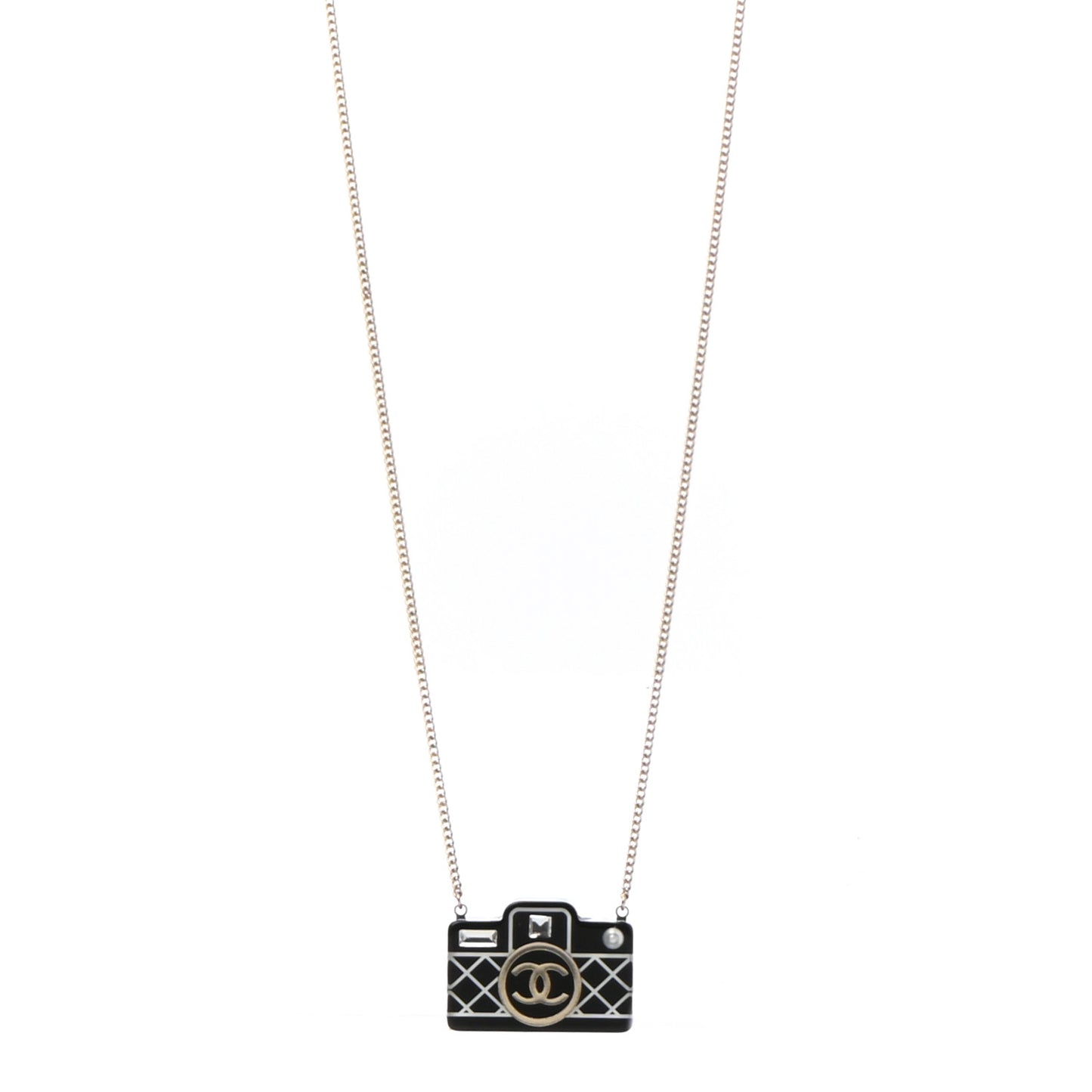 Resin Camera CC Necklace Black Gold