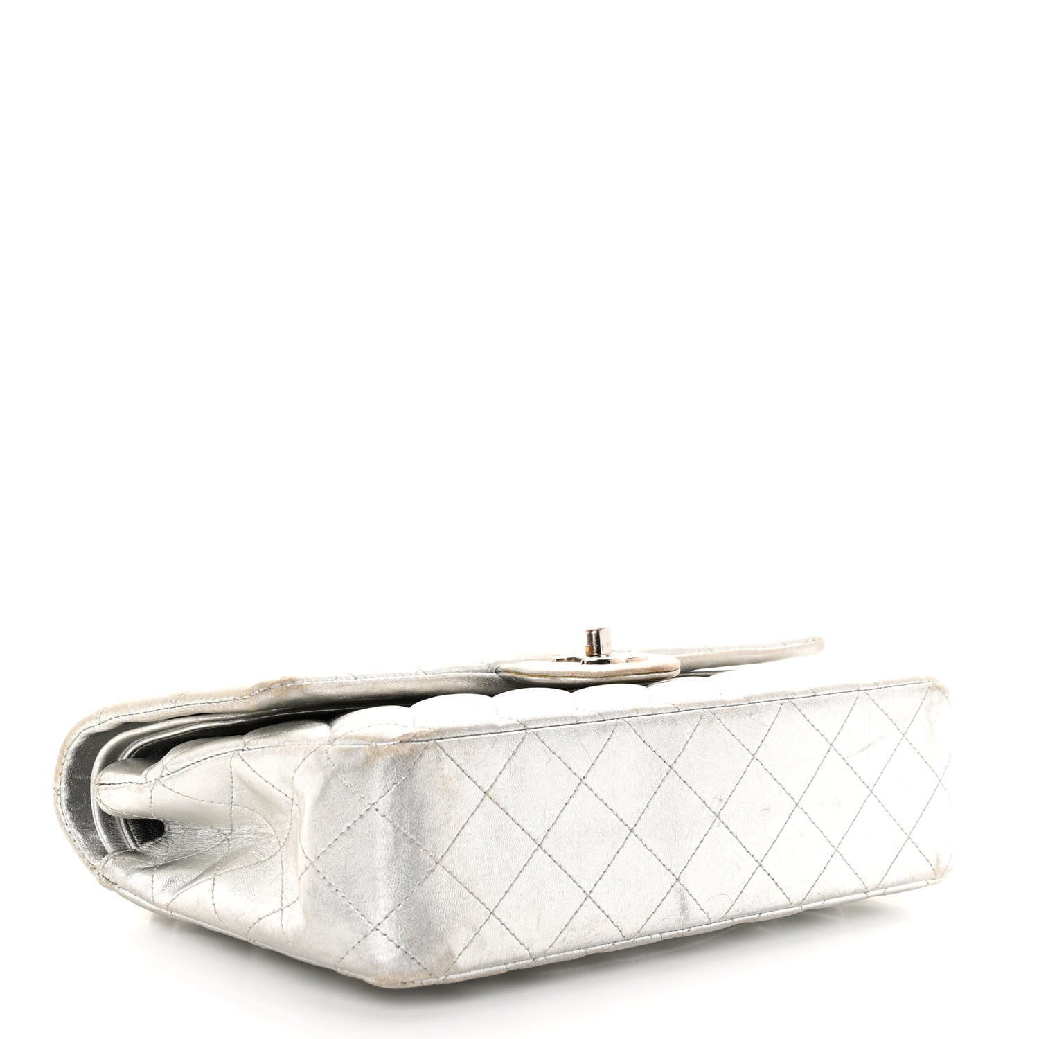 Chanel Metallic Lambskin Quilted Medium Double Flap Silver 4 of 10