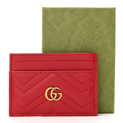 Gucci Calfskin Matelasse GG Marmont Card Holder Hibiscus Red 7 of 7