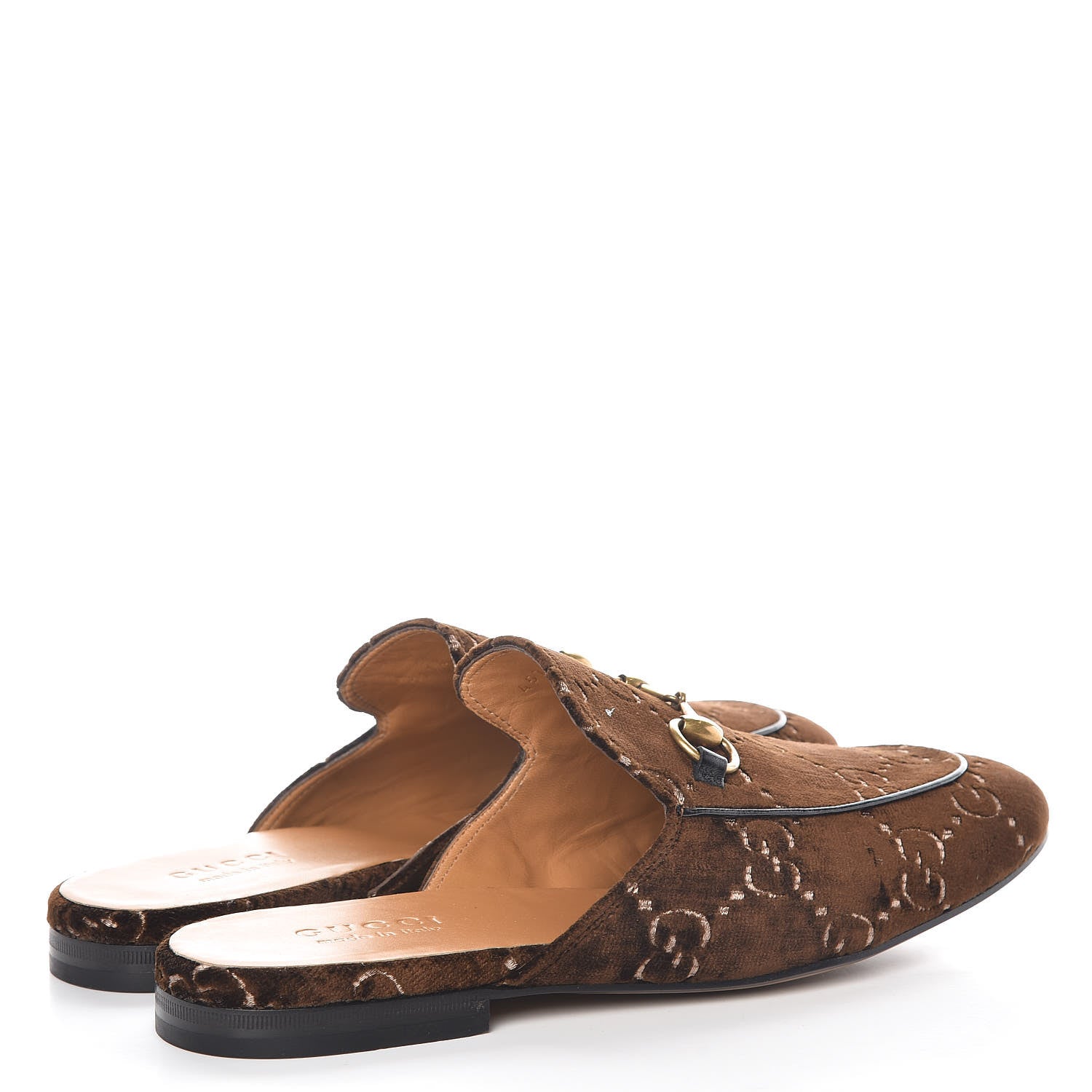 Gucci Velvet GG Monogram Mens Princetown Slippers 8 Brown 4 of 9