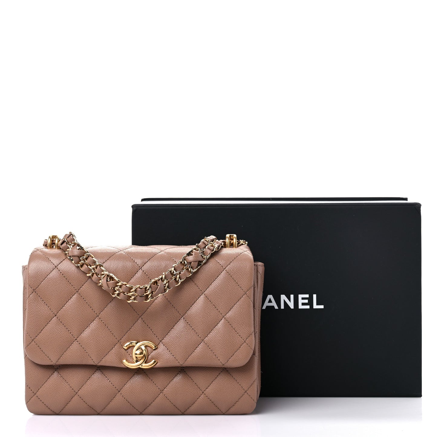 Caviar Quilted Coco First Flap Beige