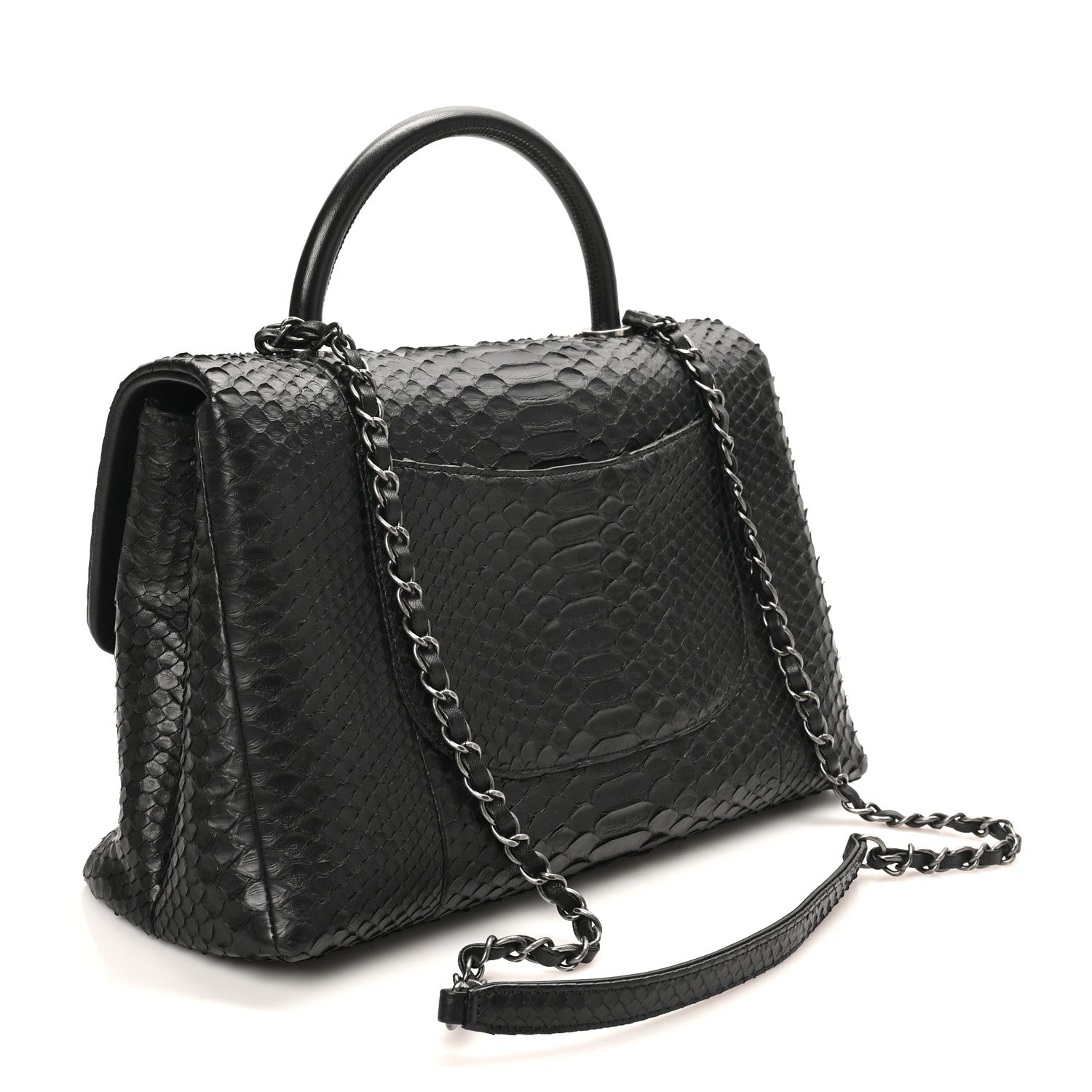 Chanel Snakeskin Small Coco Handle Flap Black 2 of 9