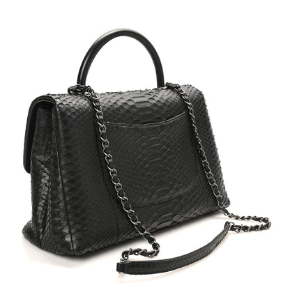 Chanel Snakeskin Small Coco Handle Flap Black 2 of 9