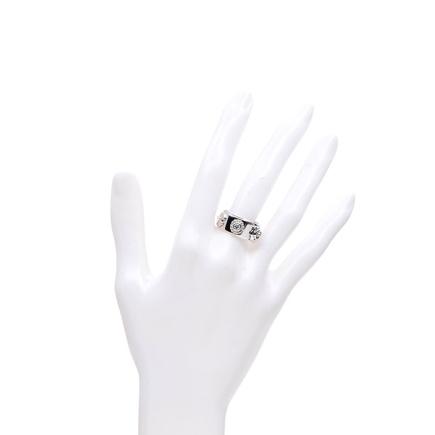 18K White Gold Diamond Camellia Band Ring 55 7.25