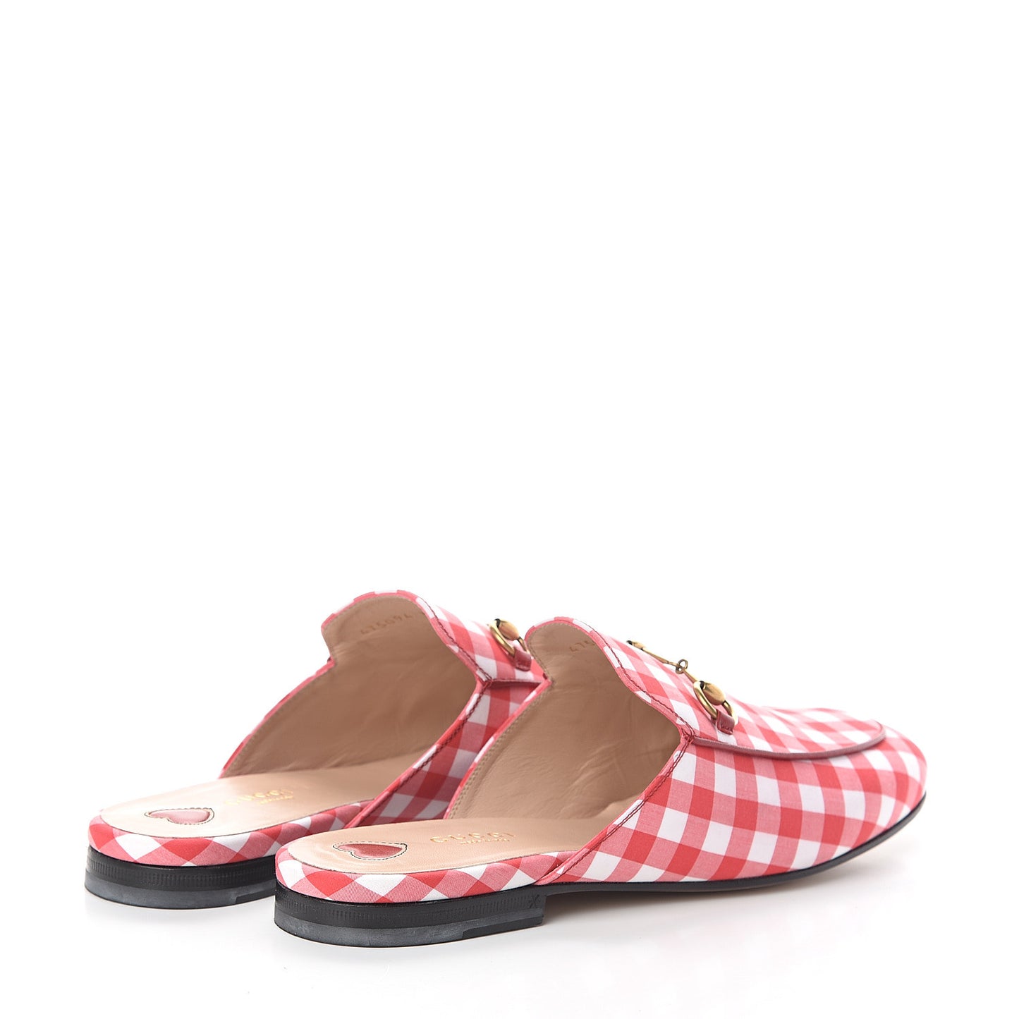 Cotton Gingham Womens Princetown Slippers 39.5 White Red