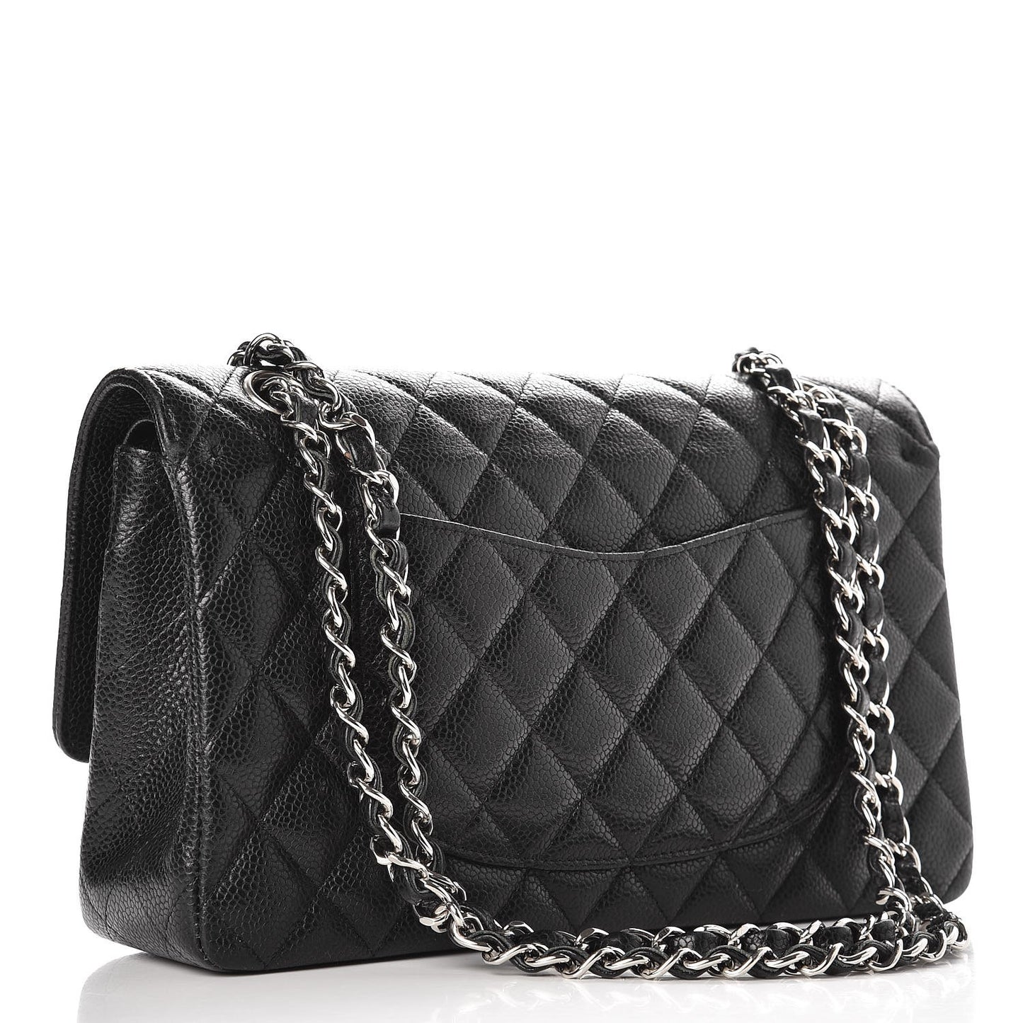 Caviar Quilted Medium Double Flap Black