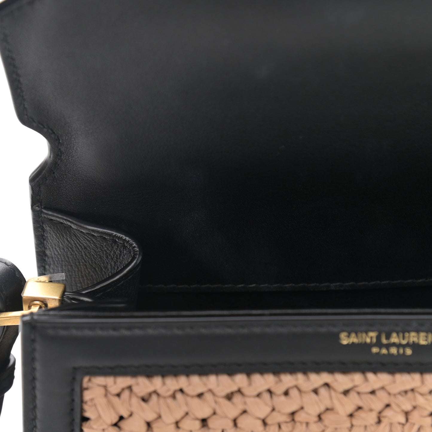 Raffia Calfskin Mini Classic Monogram Cassandra Top Handle Black Natural