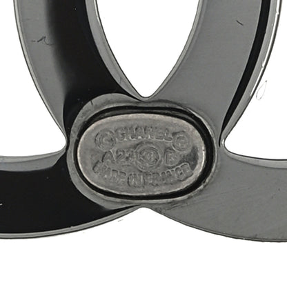 Chanel Metal Square Cutout CC Hoop Earrings Ruthenium 4 of 4