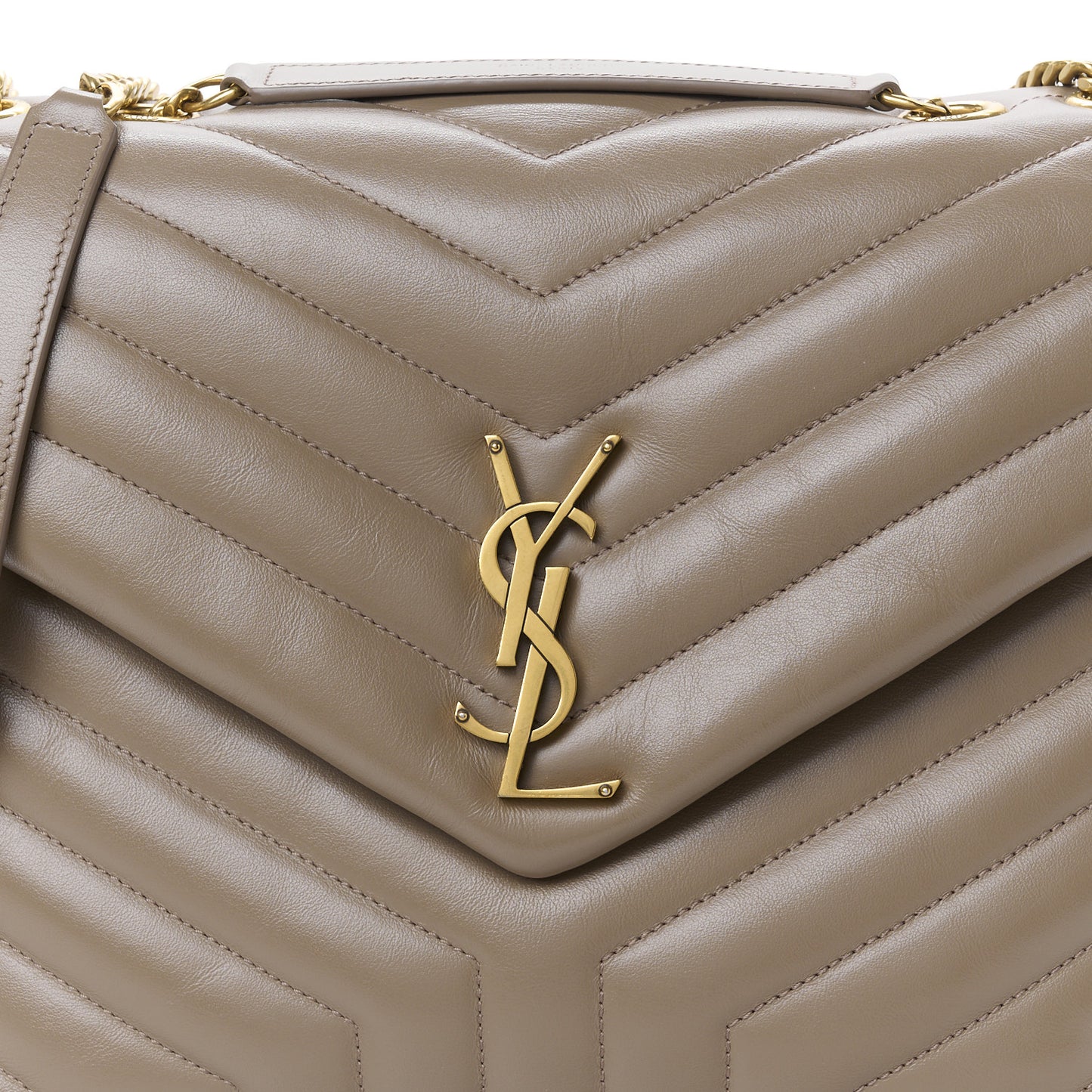 Calfskin Y Quilted Monogram Medium Loulou Chain Satchel Taupe