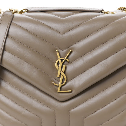 Saint Laurent Calfskin Y Quilted Monogram Medium Loulou Chain Satchel Taupe 9 of 11