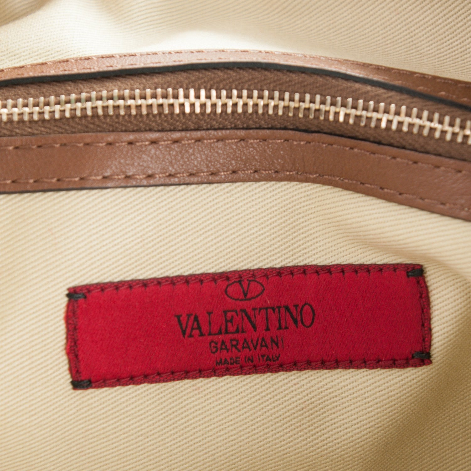 Valentino Garavani Vitello Oversized Rockstud Zip Wristlet Pouch Brownish 6 of 7