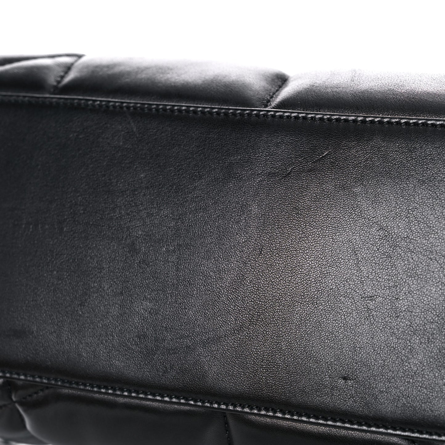 Lambskin Quilted Medium Loulou Puffer Monogram Chain Satchel Black