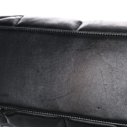 Saint Laurent Lambskin Quilted Medium Loulou Puffer Monogram Chain Satchel Black 14 of 16