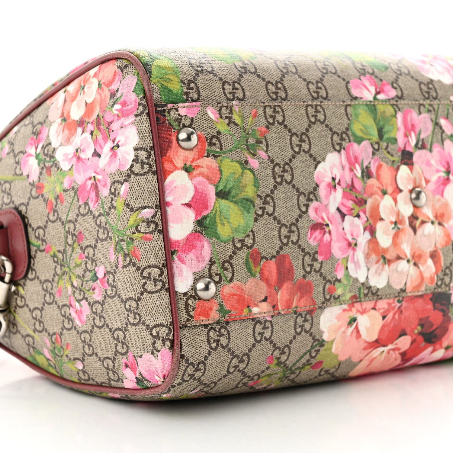 Gucci GG Supreme Monogram Blooms Medium Boston Beige Multicolor Dry Rose 9 of 13
