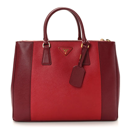 Prada Saffiano Lux Bi-Color Large Galleria Double Zip Tote Cerise Fuoco 1 of 8