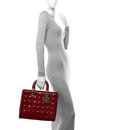 Christian Dior Patent Cannage Large Lady Dior Red 3 of 11