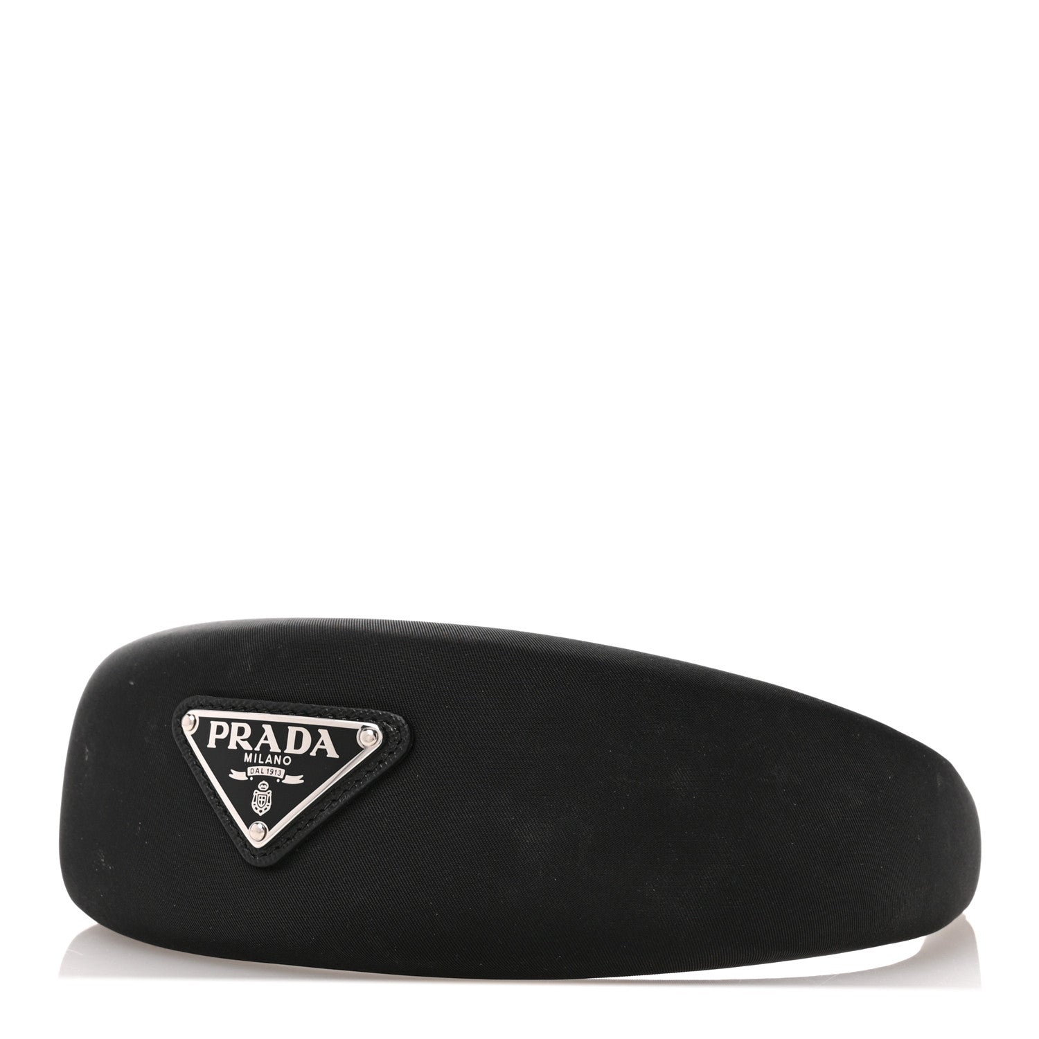 Prada Re-Nylon Metal Triangle Logo Headband Black 1 of 8