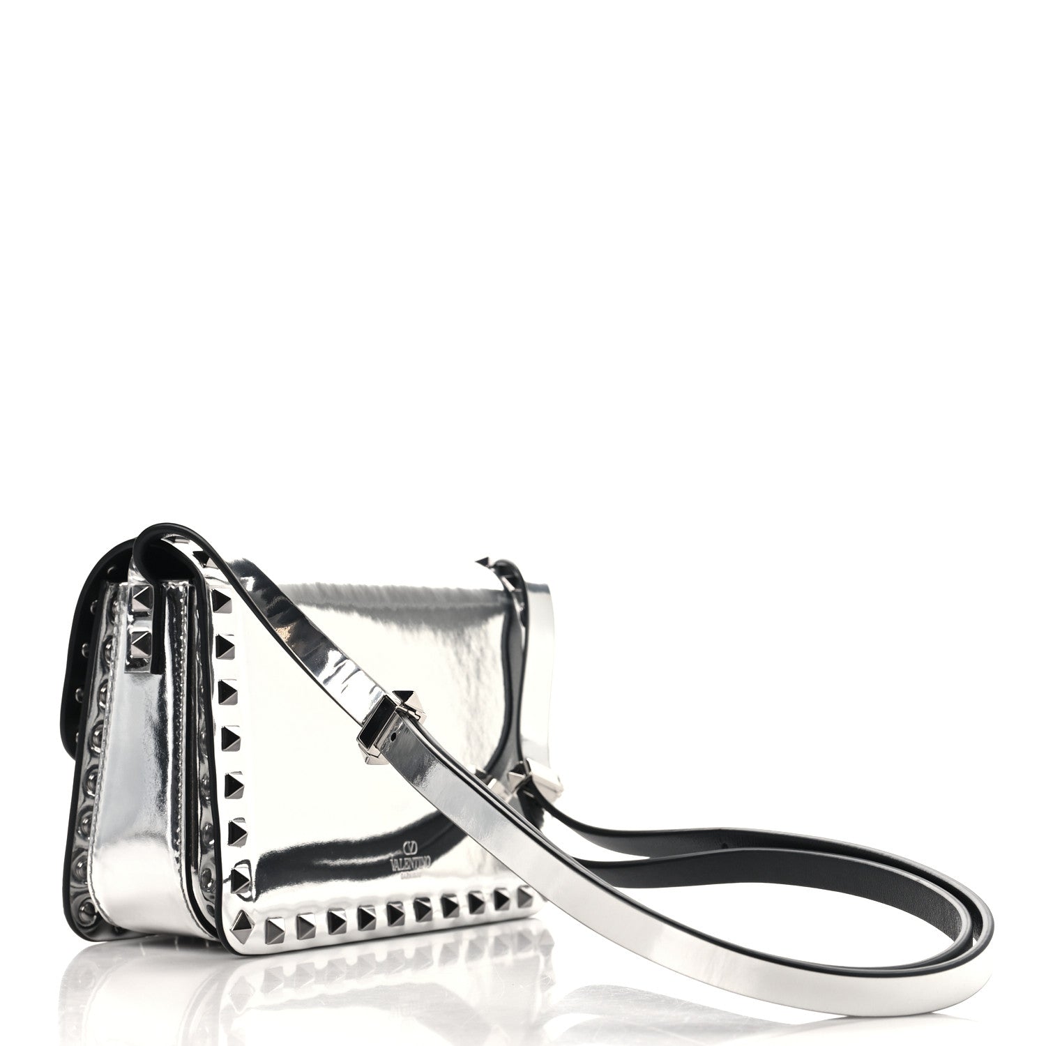 Valentino Garavani Mirror Calfskin Small Rockstud23 Shoulder Bag Silver 3 of 9