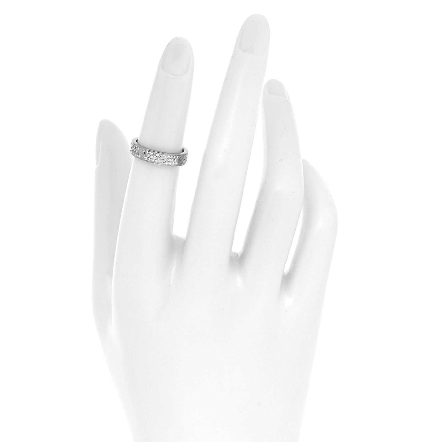 18K White Gold Diamond 4mm LOVE Wedding Paved Band Ring 48 4.5