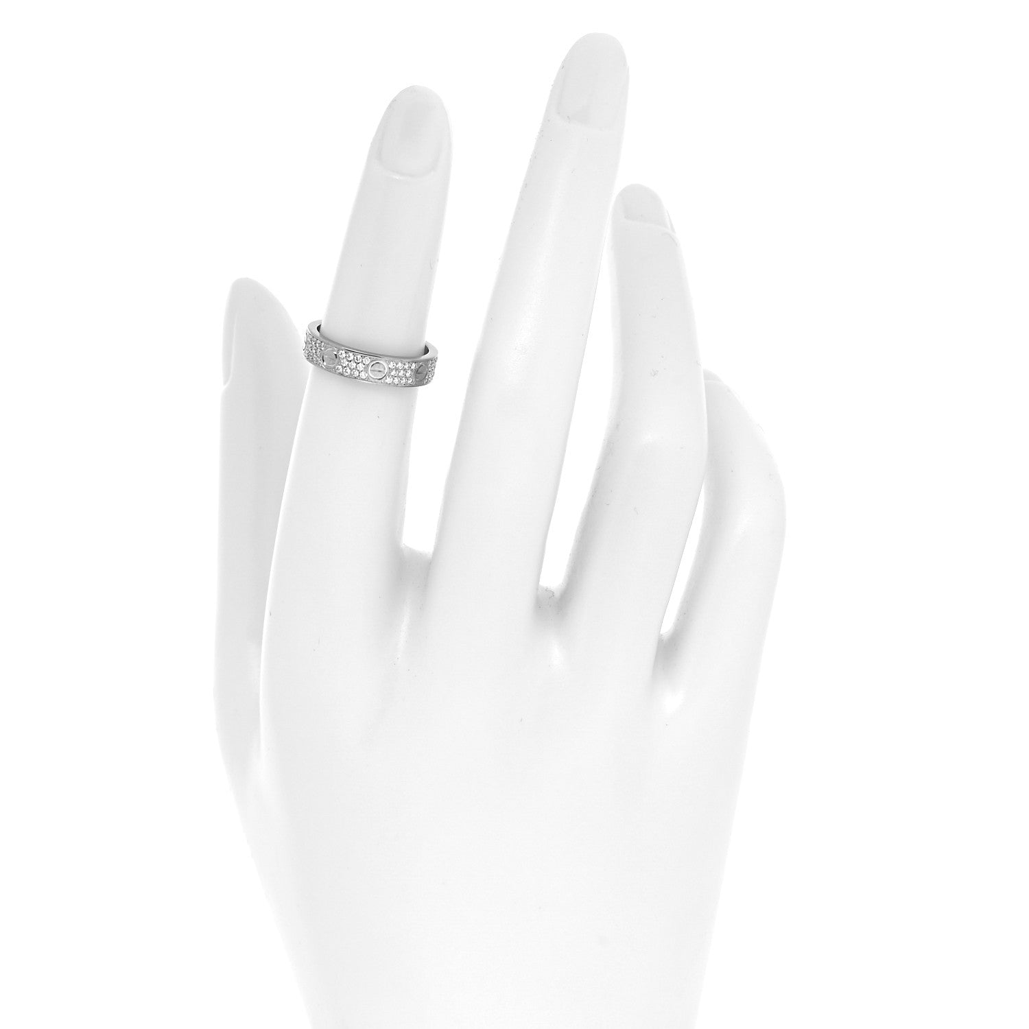 Cartier 18K White Gold Diamond 4mm LOVE Wedding Paved Band Ring 48 4.5 2 of 4