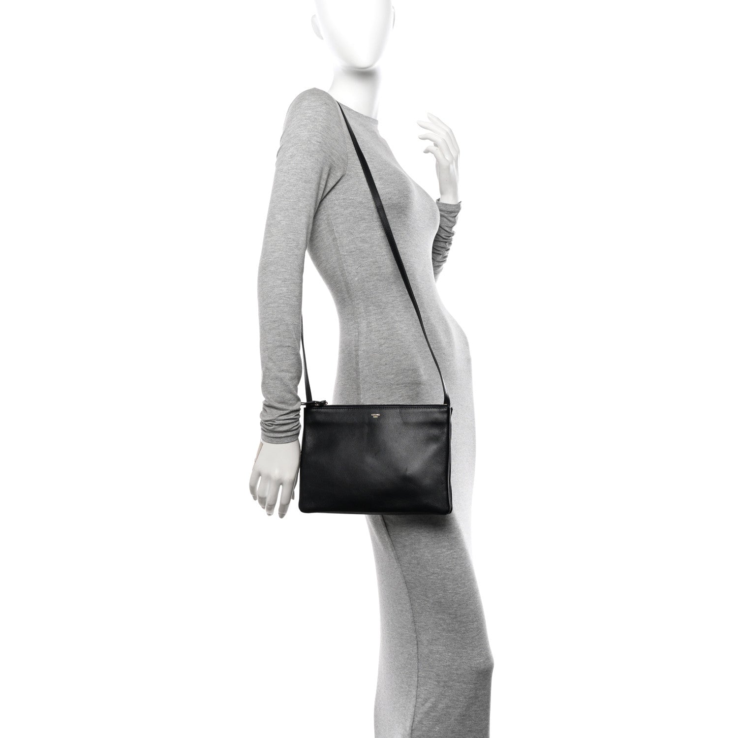 Celine Lambskin Large Trio Crossbody Bag Navy Blue 2 of 13