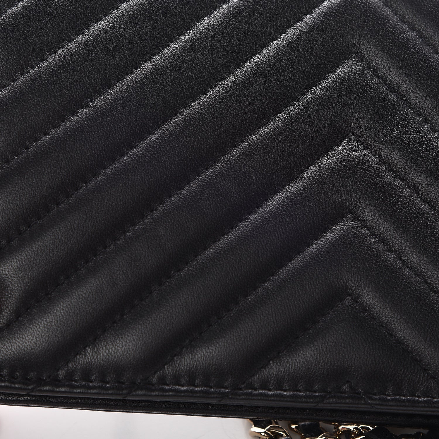 Chanel Lambskin Chevron Quilted Trendy CC Chain Wallet Black 12 of 13
