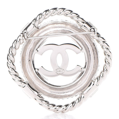Chanel Crystal CC Lifesaver Pin Brooch Silver 3 of 6