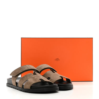 Hermes Suede Goatskin Womens Chypre Sandals 41 Etoupe 7 of 7