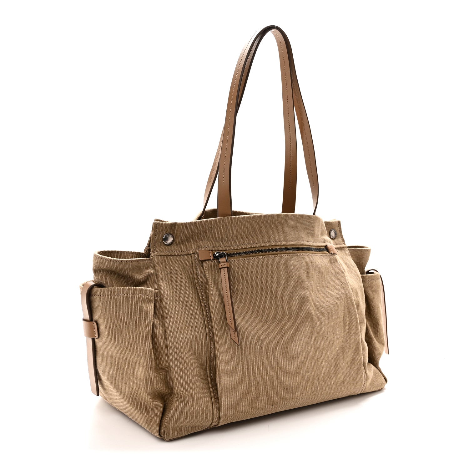 Prada Canvas Calfskin Large Route Shoulder Bag Khaki 3 of 9