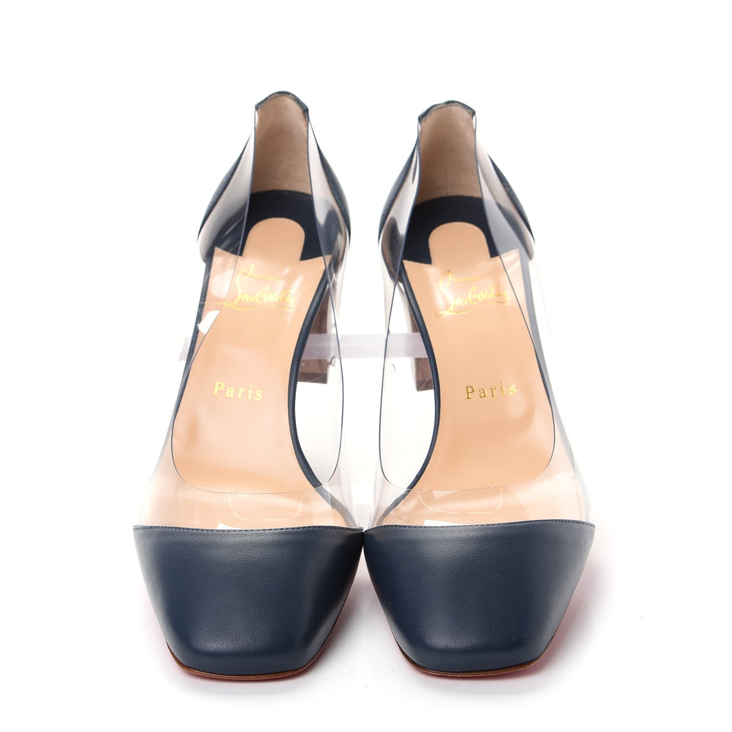 Christian Louboutin Nappa PVC Grandola 55 Wood Heel 40 Navy 5 of 9