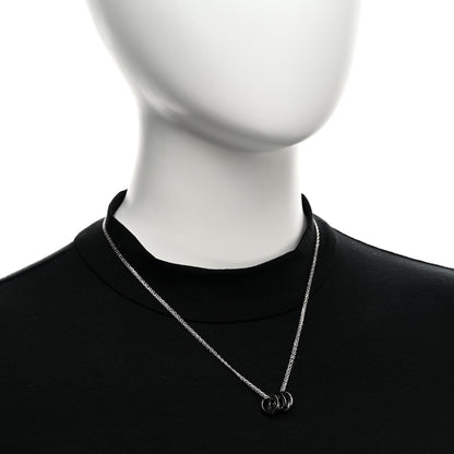 Cartier 18K White Gold Ceramic Diamond Three Ring LOVE Necklace 2 of 4