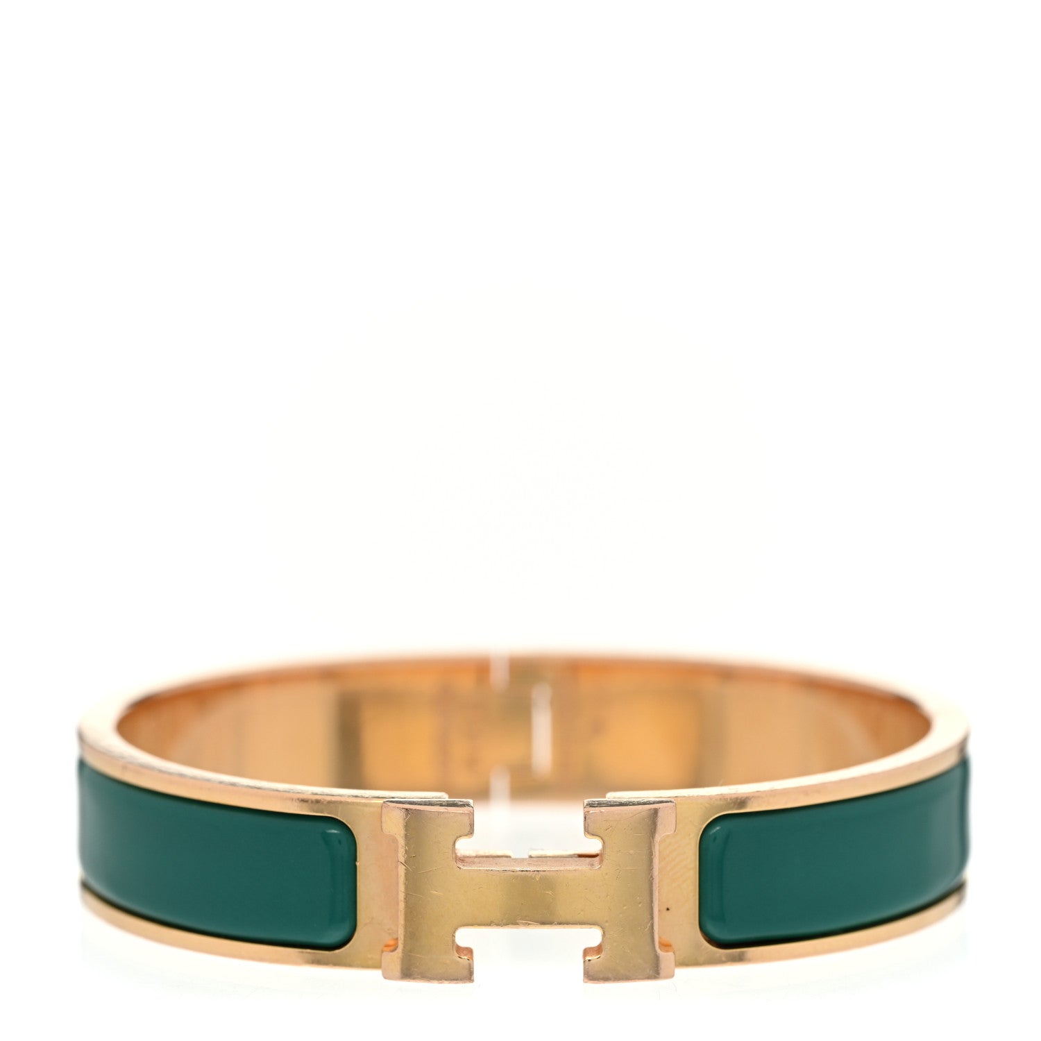 Hermes Narrow Enamel Clic Clac H Bracelet PM Malachite 1 of 5