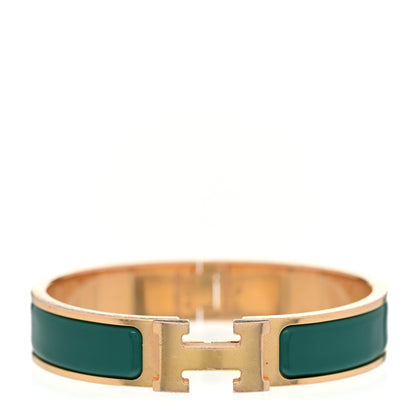 Hermes Narrow Enamel Clic Clac H Bracelet PM Malachite 1 of 5
