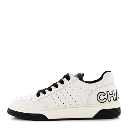 Chanel Calfskin Womens Logo Sneakers 39 Black White 1 of 11
