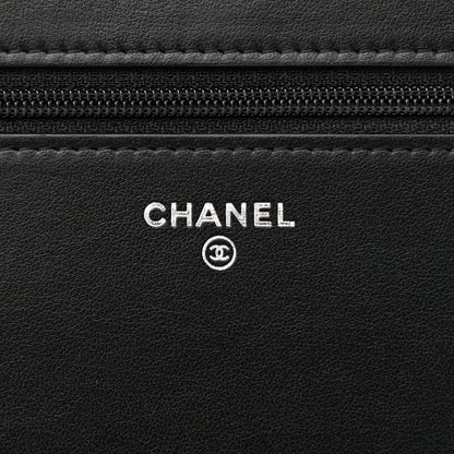 Chanel Caviar Camellia Embossed Wallet On Chain WOC Black 6 of 11