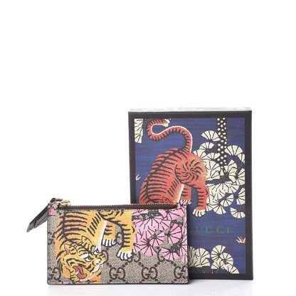 Gucci GG Supreme Monogram Bengal Coin Case Card Holder Beige Crop Pink New Acero 7 of 7