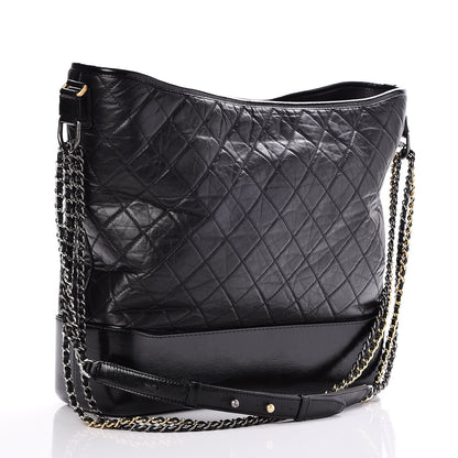 Chanel Aged Calfskin Quilted Large Gabrielle Hobo Black 4 of 8