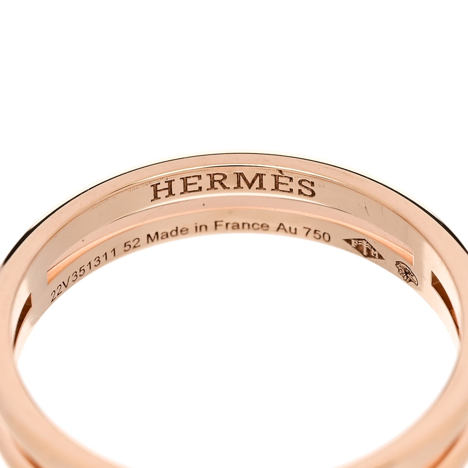 Hermes 18K Rose Gold Ariane Wedding Band Ring 52 6 4 of 5