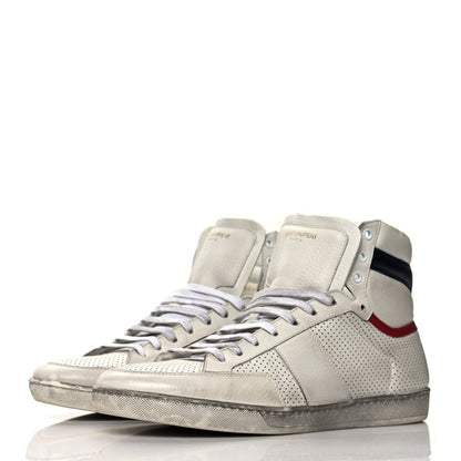 Saint Laurent Calfskin Perforated Court Classic SL/10H High Top Sneakers 43 White 3 of 11