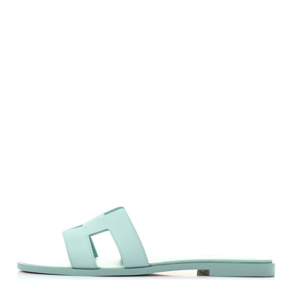 Hermes Epsom Oran Sandals 38.5 Vert Embrun 1 of 8