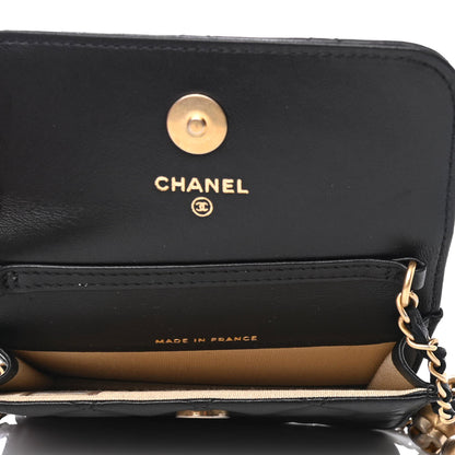 Chanel Lambskin Quilted Pearl Crush Clutch With Chain Black 4 of 4