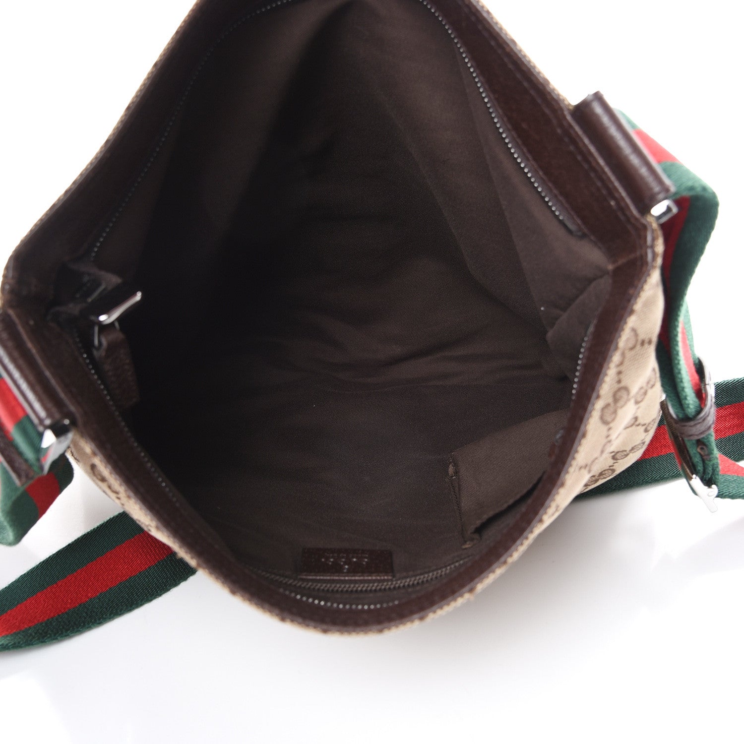 Gucci Monogram Web Medium Double Pocket Messenger Bag Dark Brown 4 of 10