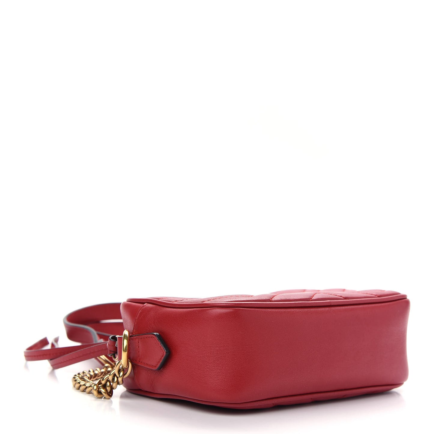 Calfskin Matelasse Mini GG Marmont Chain Shoulder Bag Hibiscus Red