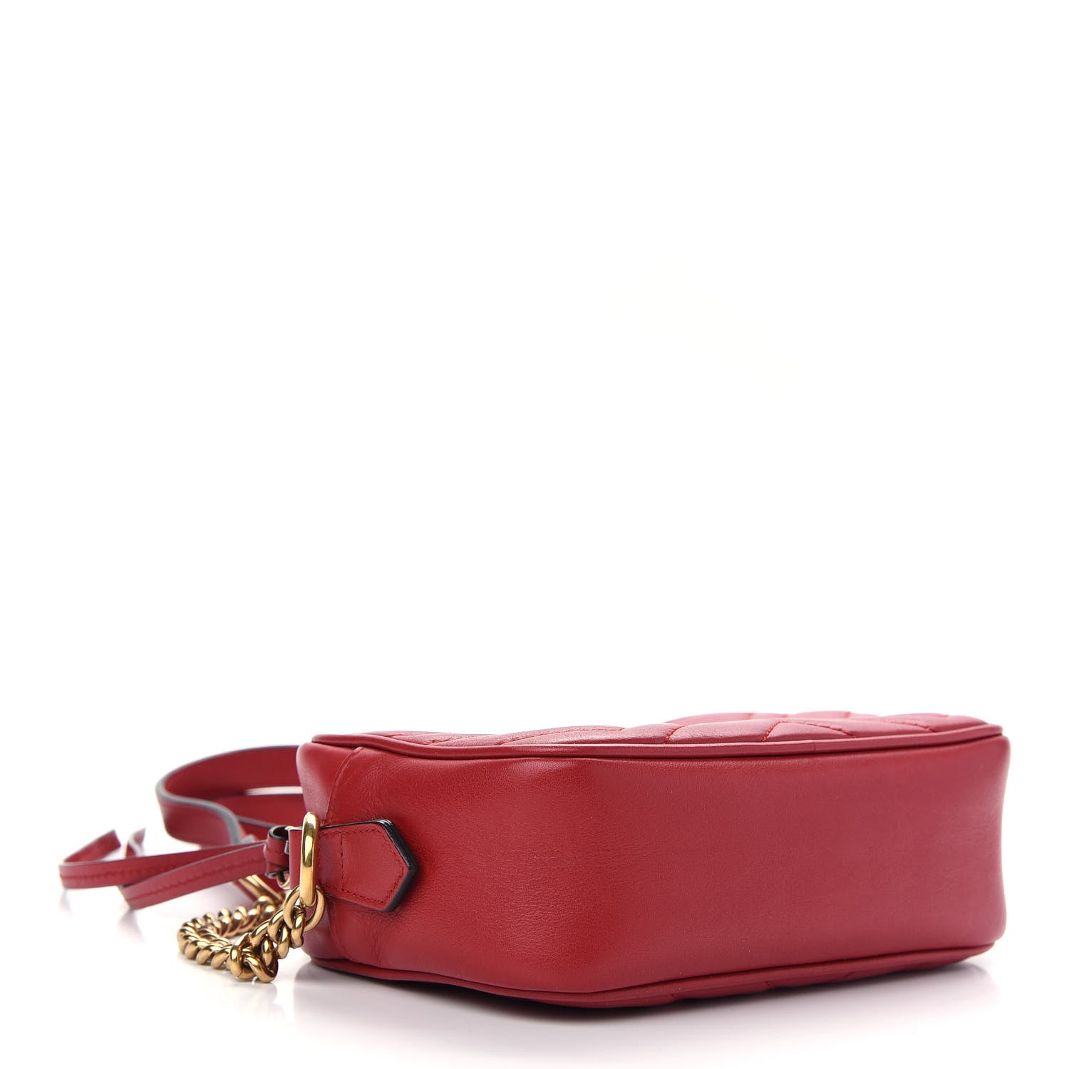 Gucci Calfskin Matelasse Mini GG Marmont Chain Shoulder Bag Hibiscus Red 4 of 10
