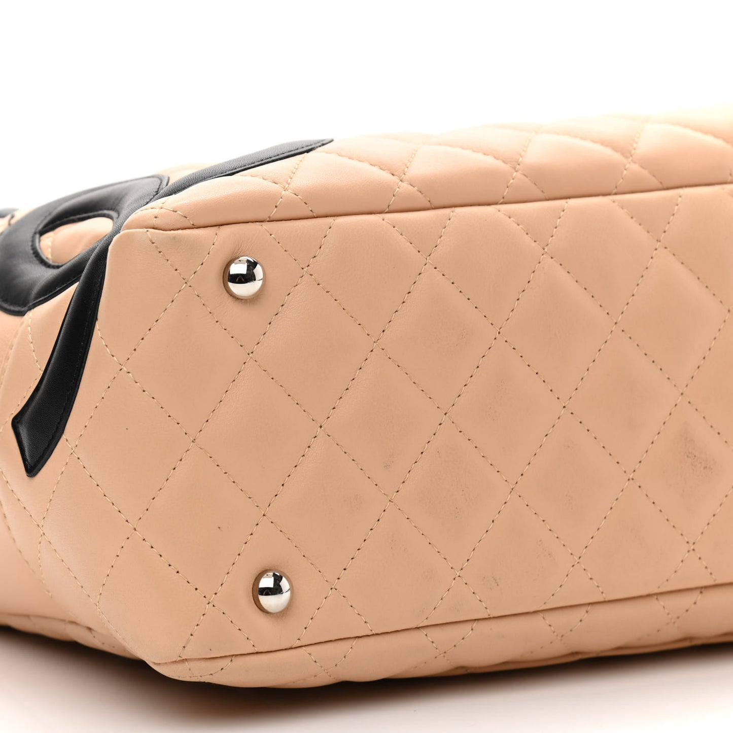 Calfskin Quilted Large Cambon Bowler Beige Black