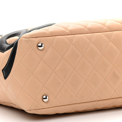 Chanel Calfskin Quilted Large Cambon Bowler Beige Black 10 of 12