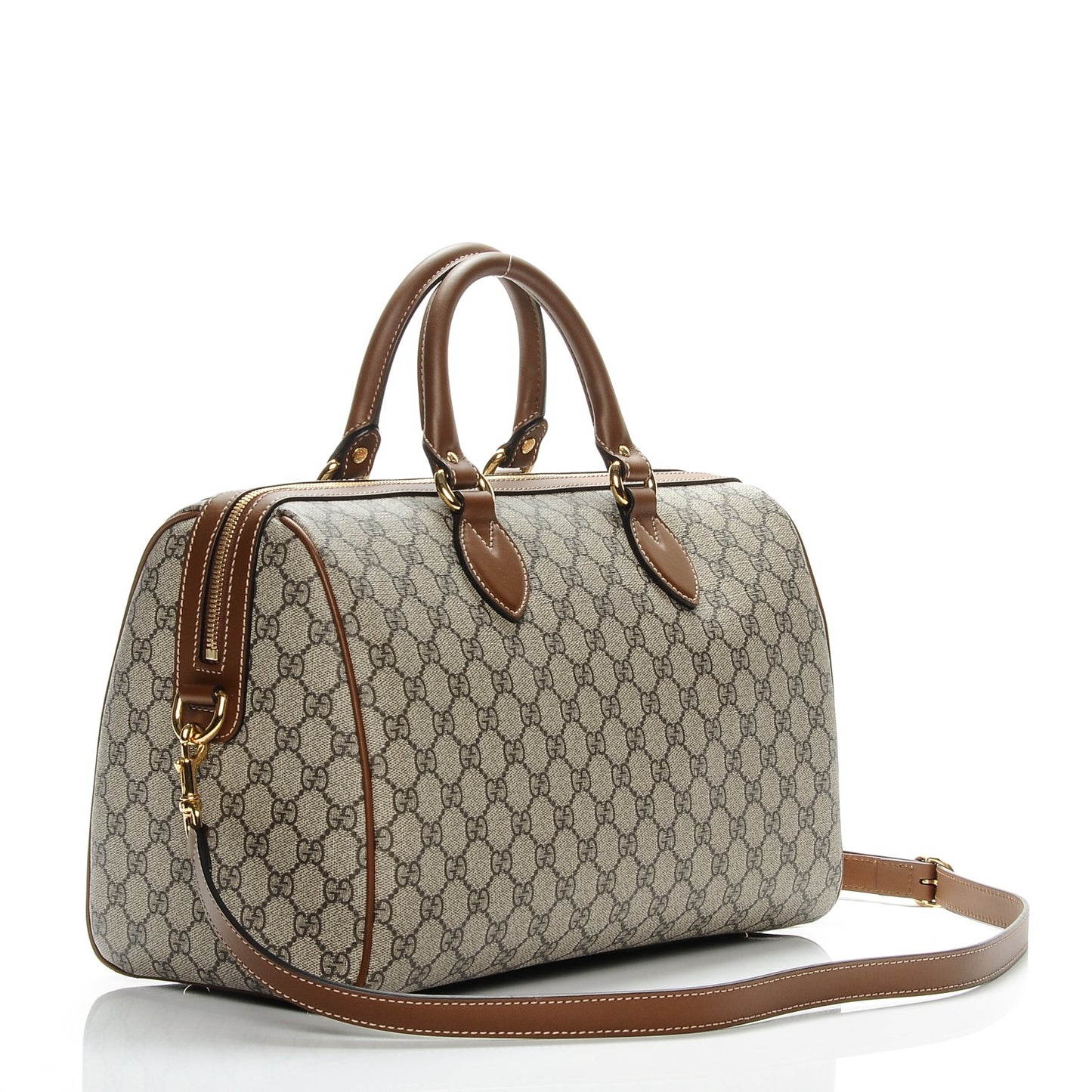 GG Supreme Monogram Embroidered Medium Boston Brown