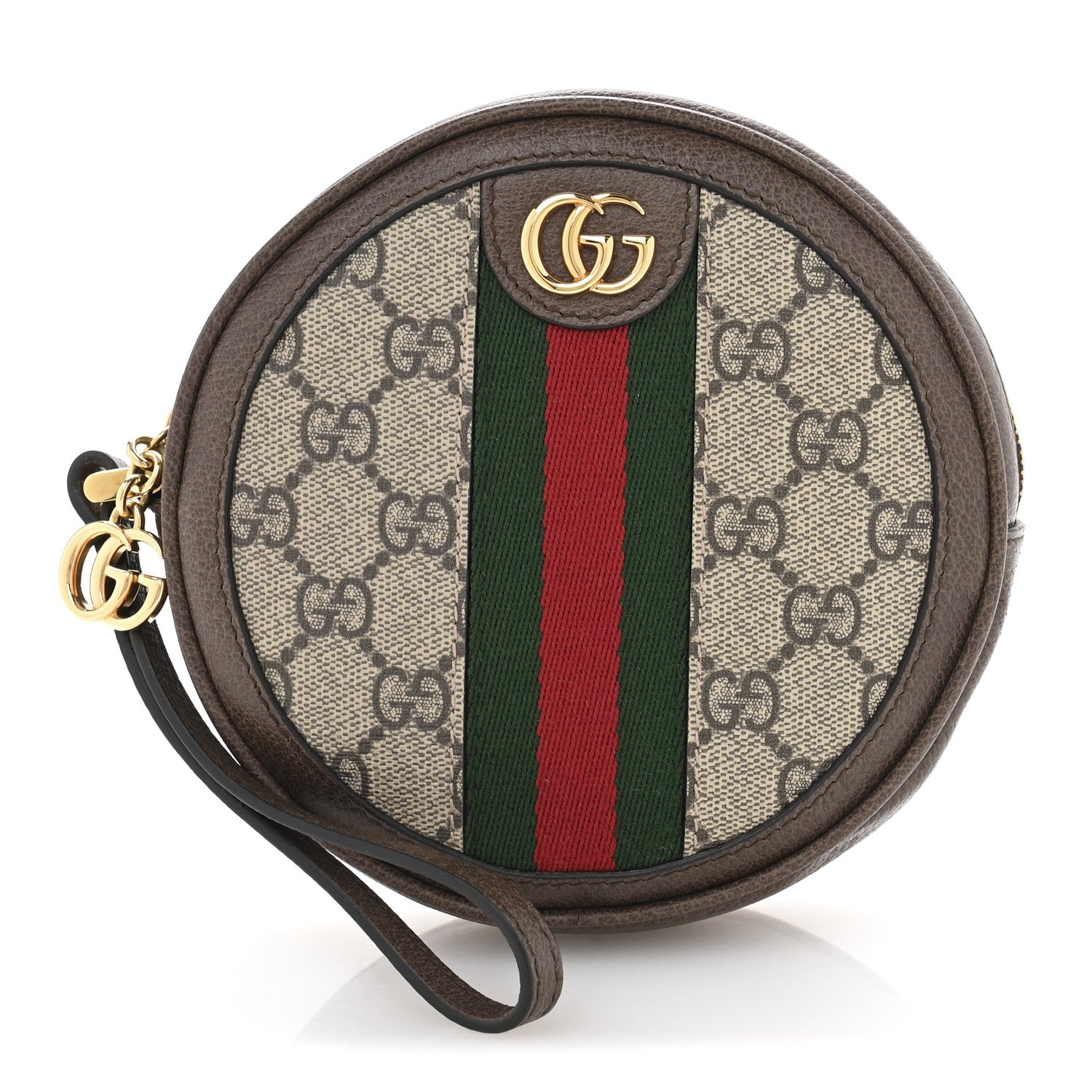 Gucci GG Supreme Monogram Web Ophidia Circle Wristlet Beige New Acero 1 of 8