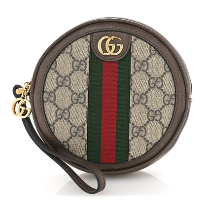 Gucci GG Supreme Monogram Web Ophidia Circle Wristlet Beige New Acero 1 of 8