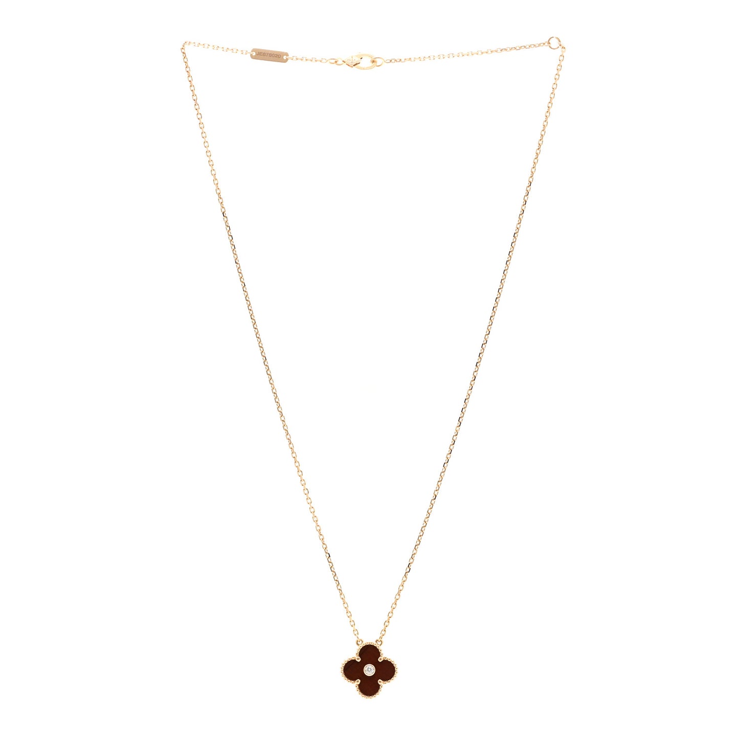 18K Rose Gold Diamond Bulls Eye Vintage Alhambra Pendant Necklace